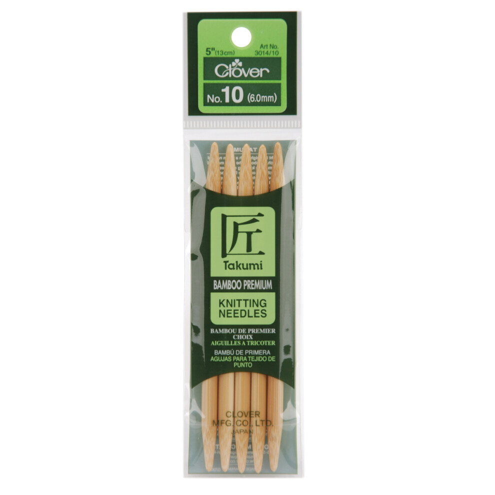 Takumi Bamboo Double Point Knitting Needles 5" 5/Pkg-Size 10/6mm 3014-10