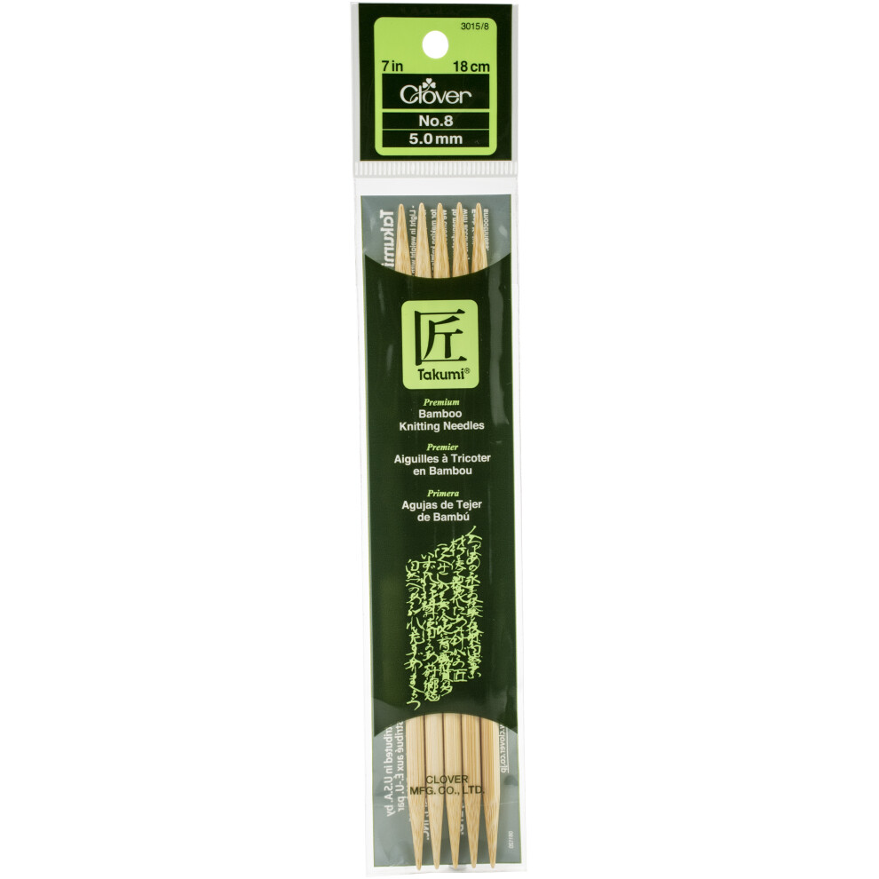 Takumi Bamboo Double Point Knitting Needles 7" 5/Pkg-Size 8/5mm 3015-8