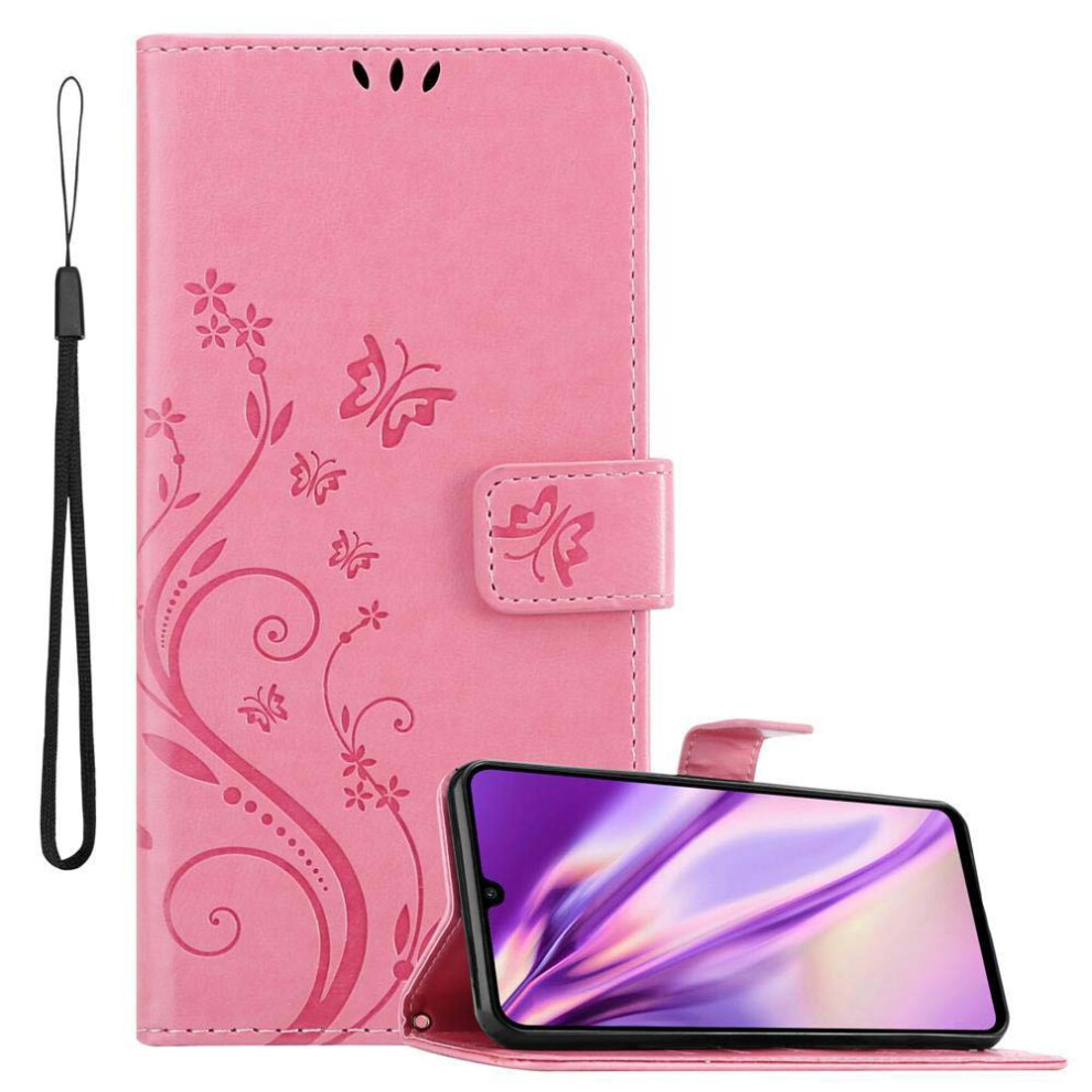 (FLORAL ROSA, Huawei P30 LITE) Cadorabo Flower Case for Huawei P30 LITE Cover Book Wallet Protection PU Leather Flip Magnetic Etui