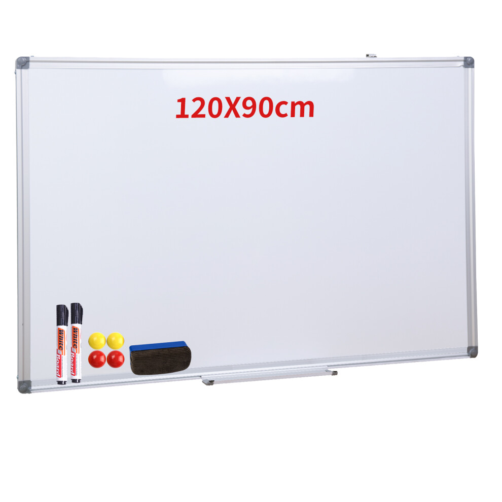 (120 x 90 cm) Whiteboard Magnetic Wall Mounted Aluminium Board Dry Erase Office Home School