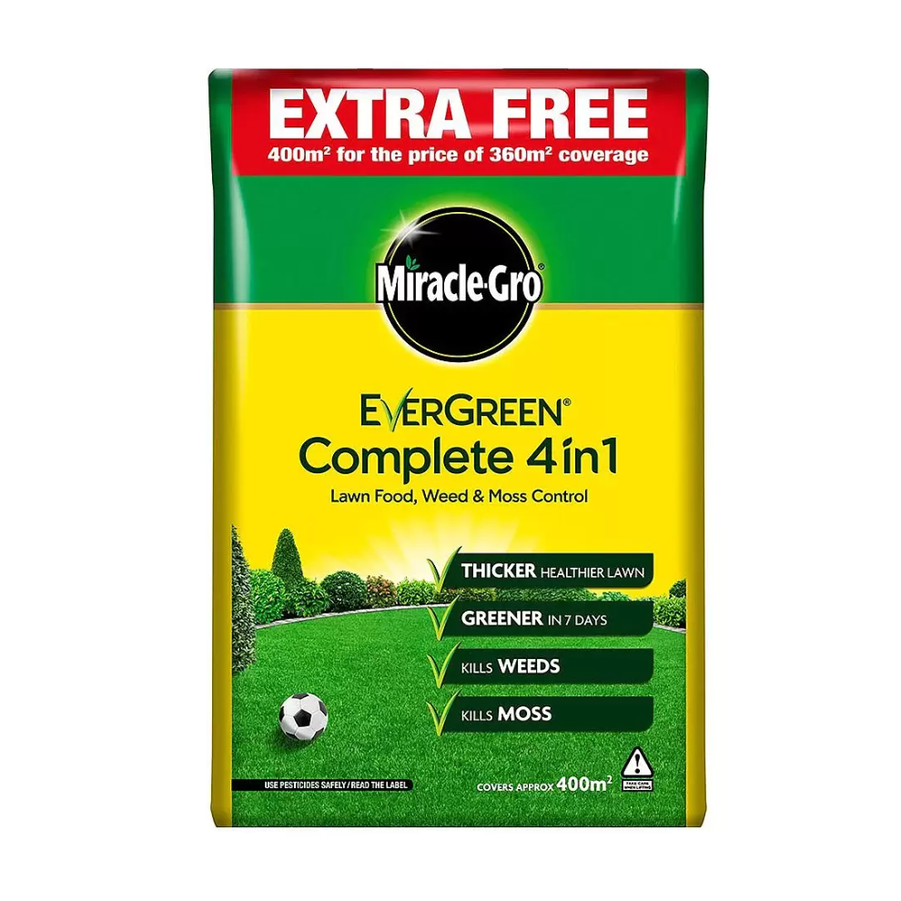 Miracle-Gro Evergreen Complete 4 in 1 Lawn Food - 400mÂ² Coverage, 14kg