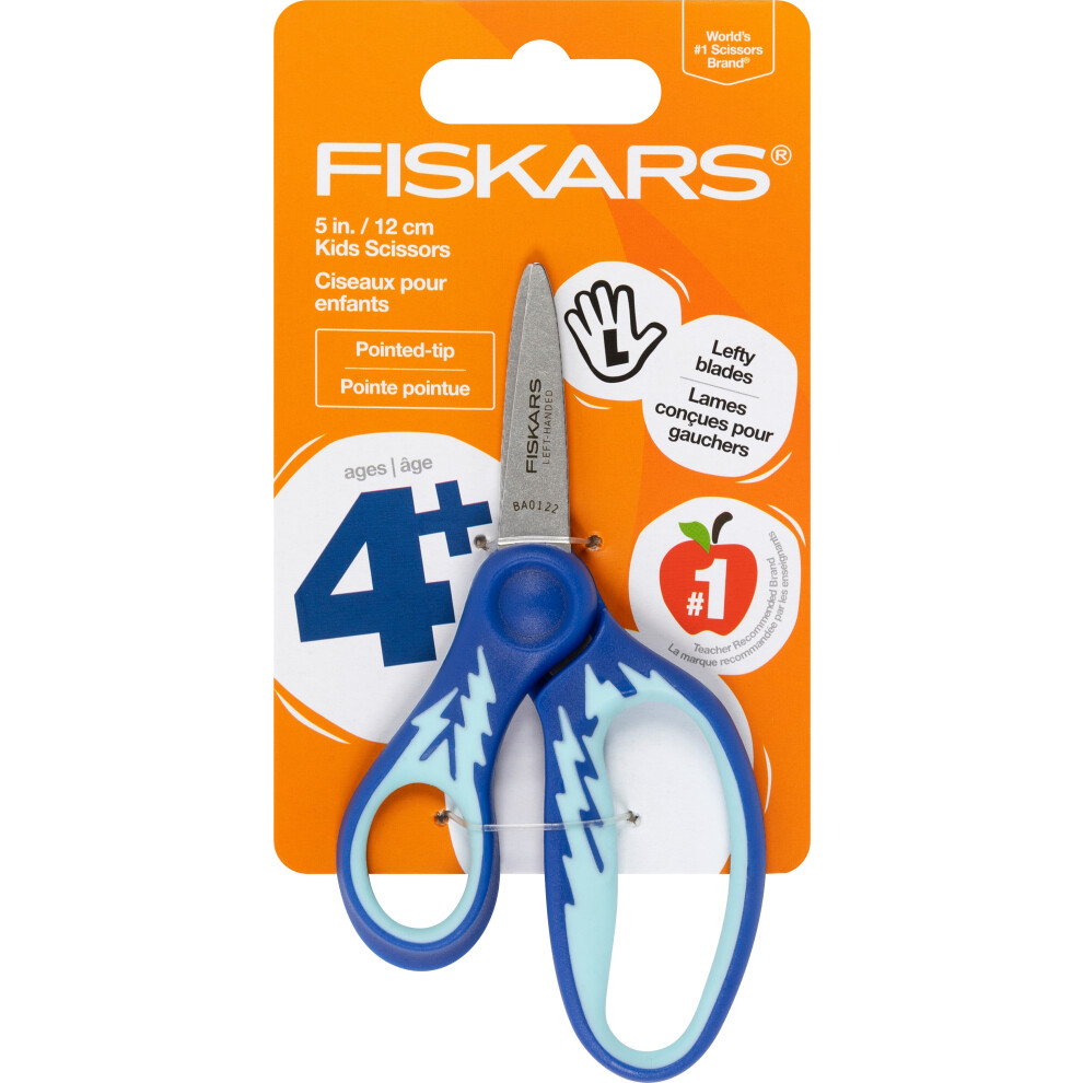 Fiskars Softgrip Kids Pointed Tip Scissors 5"-Blue Lightning 1067093