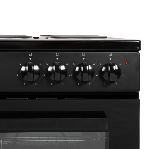 Willow Appliances Willow 62L Black Electric 50cm Single Cavity Cooker, Solid 4 Zone Hob 1