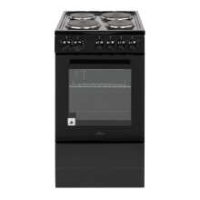 Willow 62L Black Electric 50cm Single Cavity Cooker, Solid 4 Zone Hob