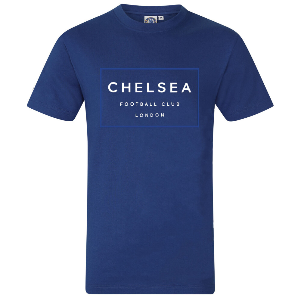 (Navy Blue Sqaure, 12-13 Years) Chelsea FC Boys T-Shirt Graphic Kids OFFICIAL Football Gift