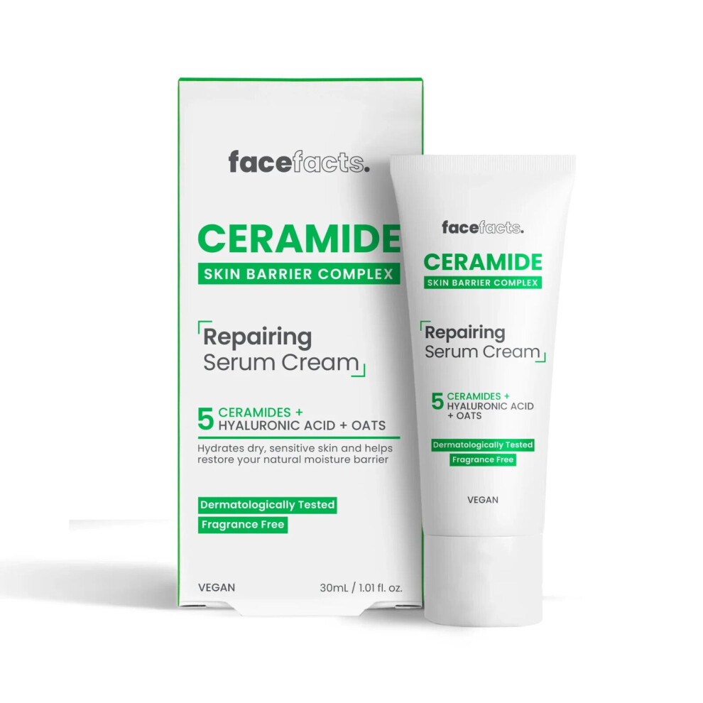 Face Facts Ceramide Repairing Serum Cream Dry Sensitive Skin Fragrance Free 30ml