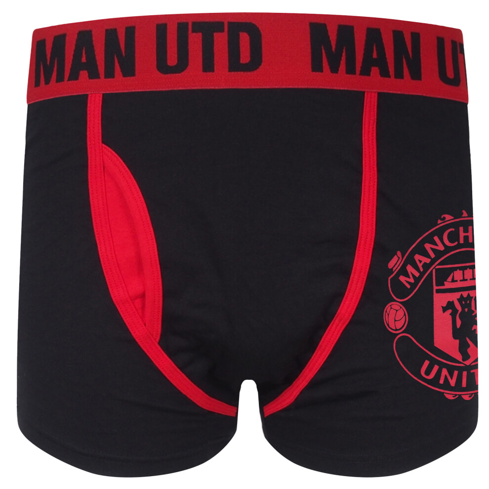 (Black 1 Pack, Small) Manchester United FC Official Football Gift Mens Crest Premium Boxer Shorts