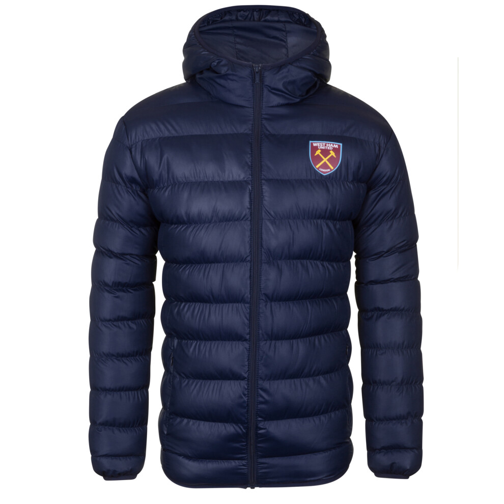 (Small) West Ham United FC Official Football Gift Mens Quilted Hooded Winter Jacket