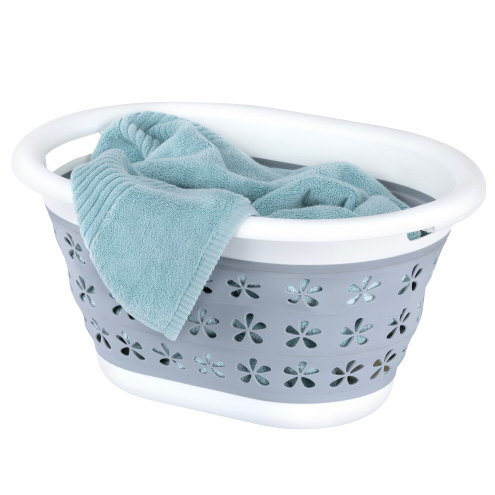 Collapsible Plastic Laundry Basket - Oval