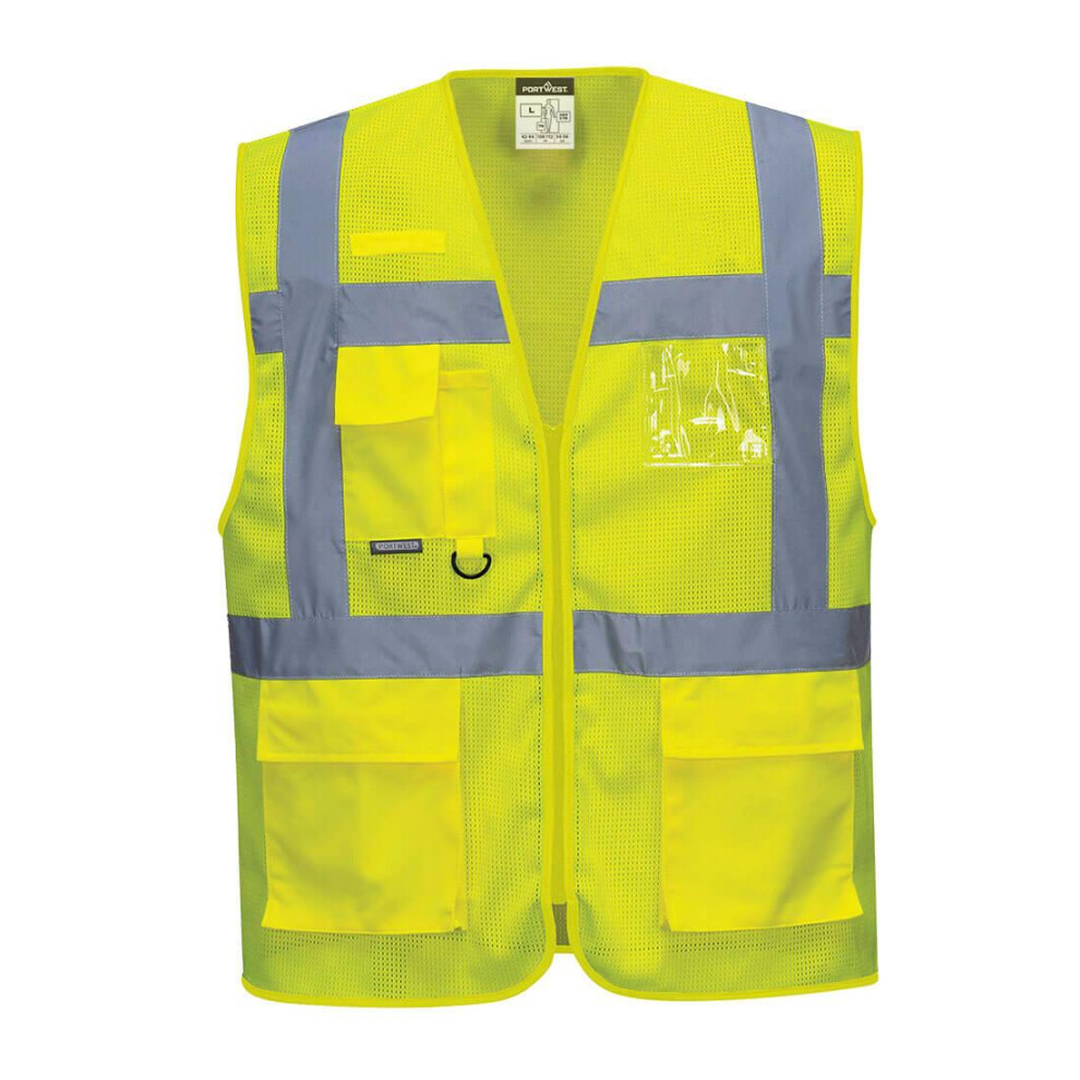 (L, Yellow) Portwest Mens Athens Mesh Hi-Vis Vest