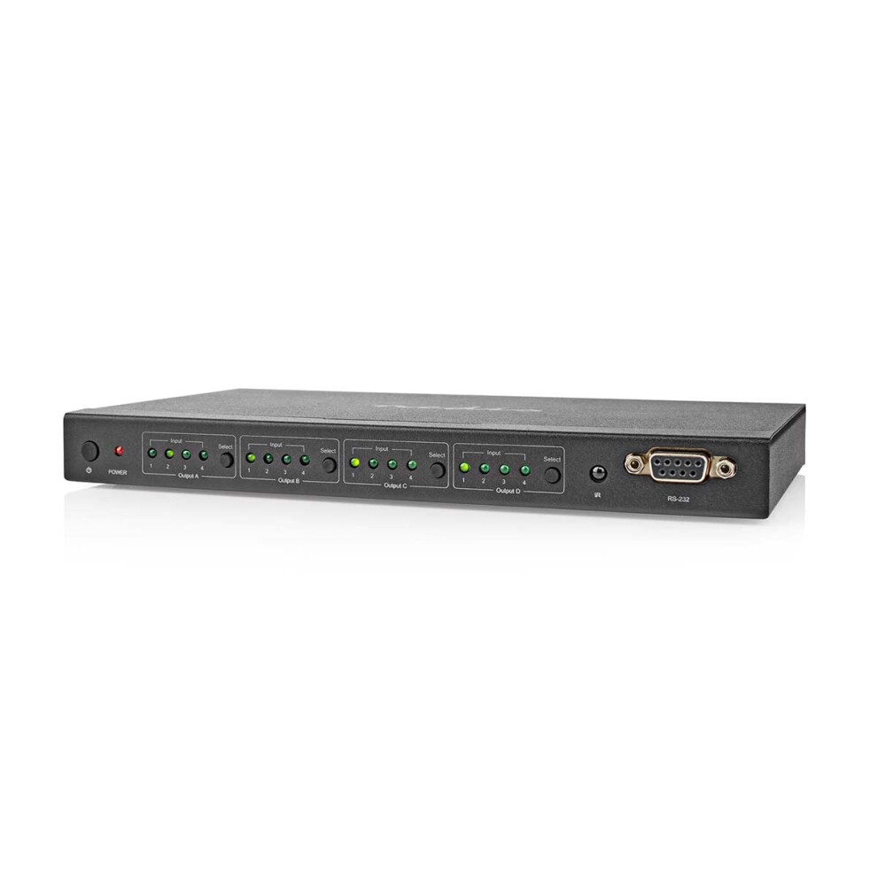 Nedis Hdmi 4X4 Matrix 4K 60Hz Supports Hdcp 2.2 18Gbps With Ir Receiver Remote And Rs232 Control From Pc 5412810403790