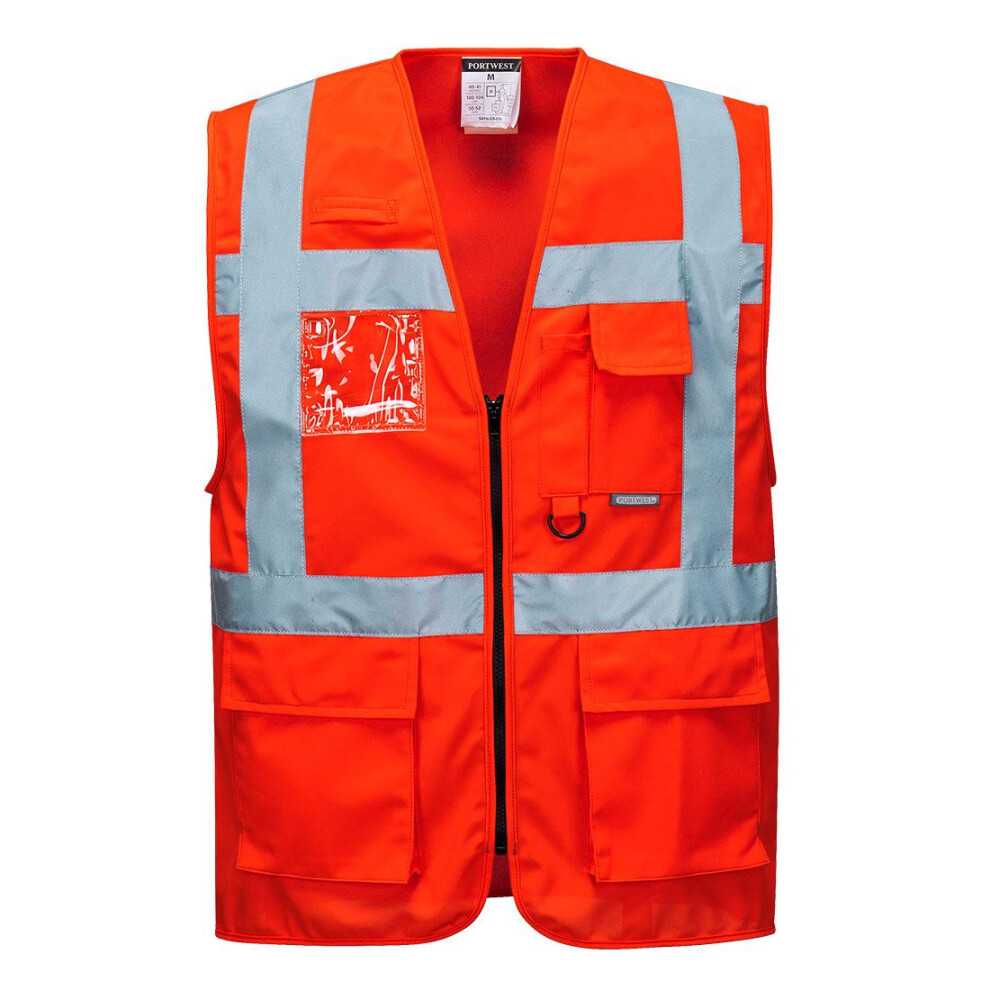 (L, Red) Portwest Mens Berlin Hi-Vis Vest