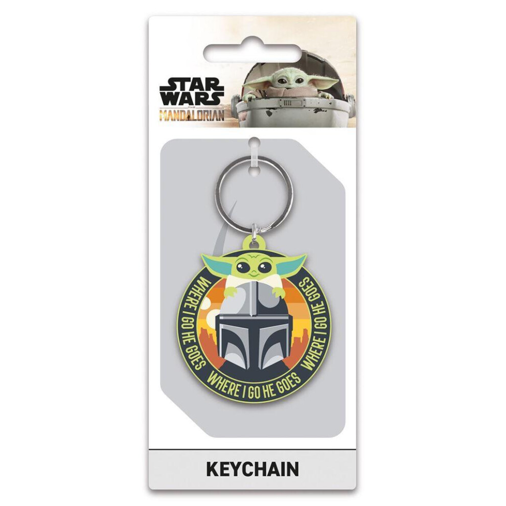 Star Wars: The Mandalorian Where I Go He Goes Rubber Keyring