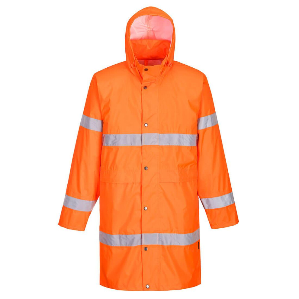 (S, Orange) Portwest Mens H442 Hi-Vis Raincoat