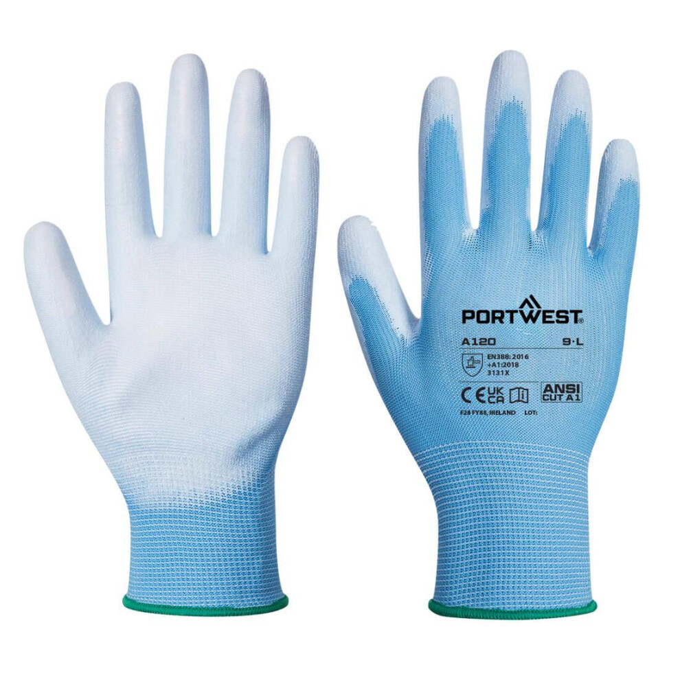 (S, Blue) Portwest A120 PU Palm Grip Gloves