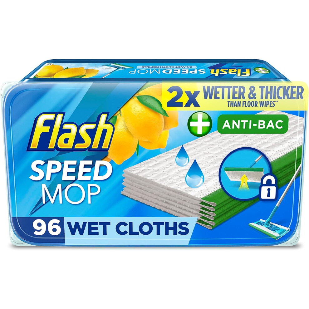 Flash Speedmop Wet Cloth Refills Floor Cleaner Lemon Anti-Bac W 24 x 4