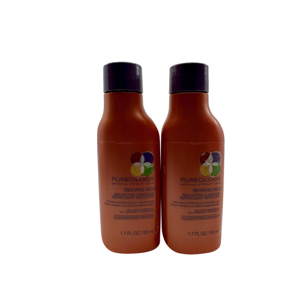 Pureology Reviving Red Conditioner Red Copper Color Treated Hair 1.7 OZ Set of 2