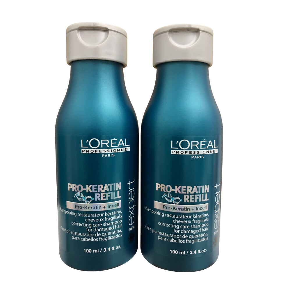 L'Oreal Pro Keratin Refill Travel Shampoo 3.4 OZ Set of Two