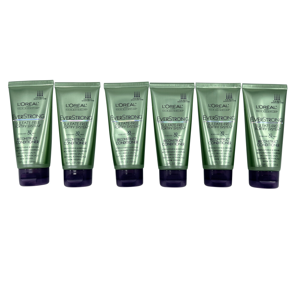 L'Oreal Everstrong Sulfate Free Conditioner Frizzy & Damaged Hair 2 OZ Set of 6