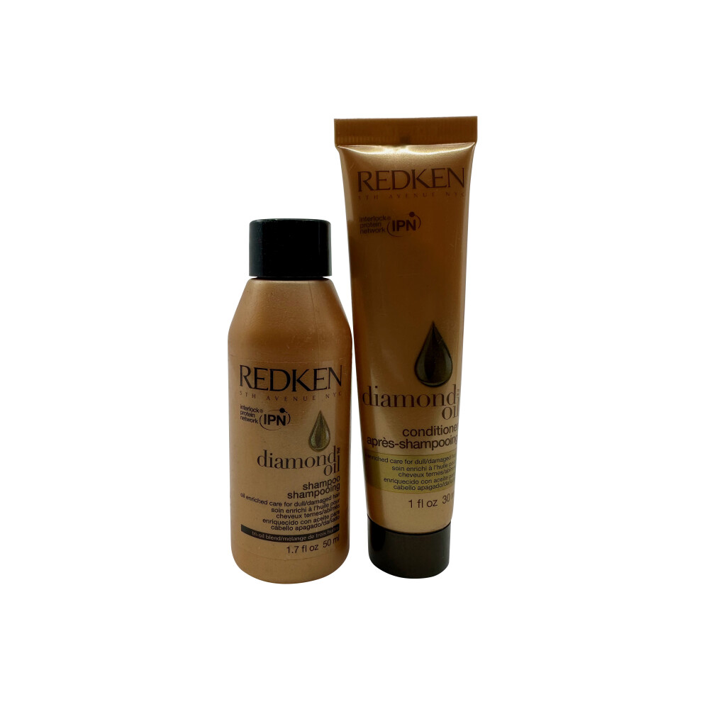 Redken Diamond Oil Shampoo 1.7 OZ & Conditioner 1 OZ Set Dull & Damaged Hair