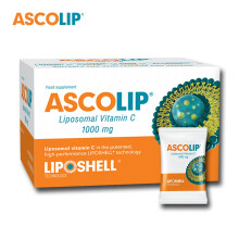 ASCOLIP Liposomal Vitamin C 1000 mg - High-Absorption Liposhell Delivery, Vegan, GMO-Free, Gluten-Free, Lemon-Orange Flavor