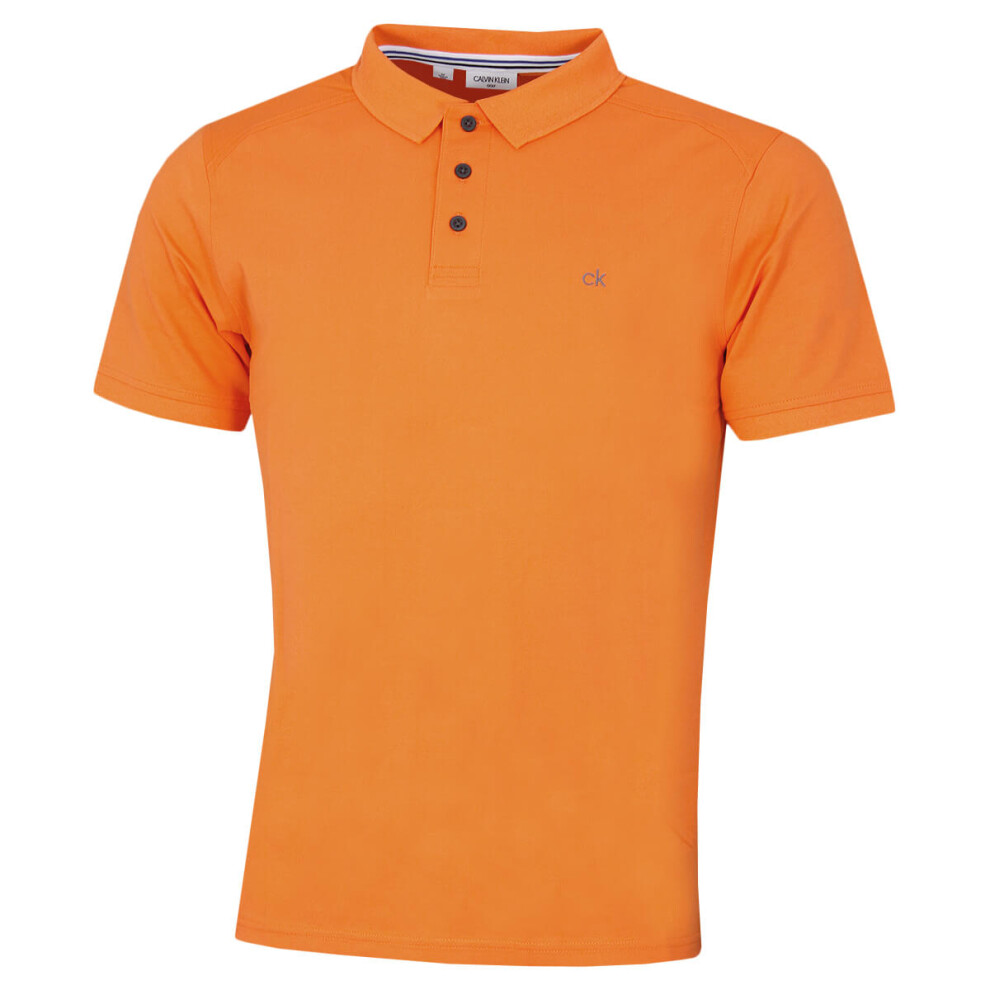 Calvin Klein Mens 2025 Campus 3 Button Ribbed Collar Golf Polo Shirt