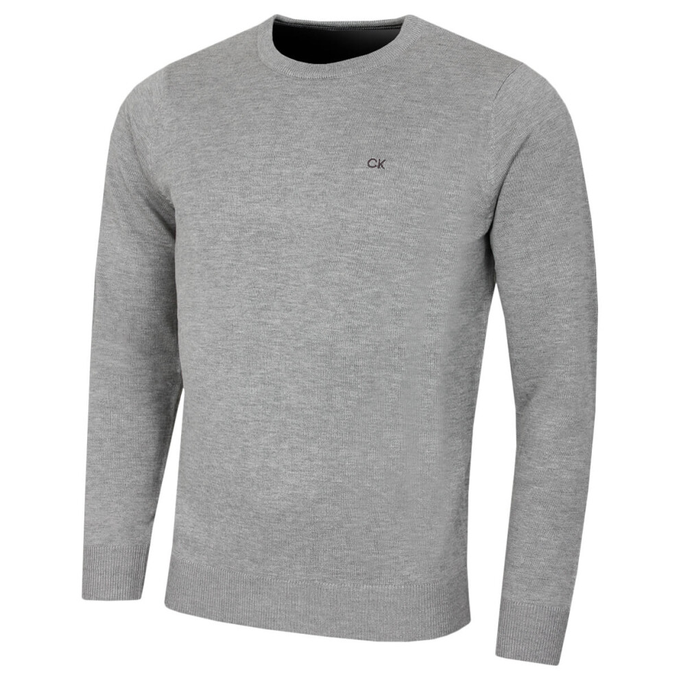 (XL, Grey Marl) Calvin Klein Mens 2021 Crew Neck Soft Cotton Breathable Sweater