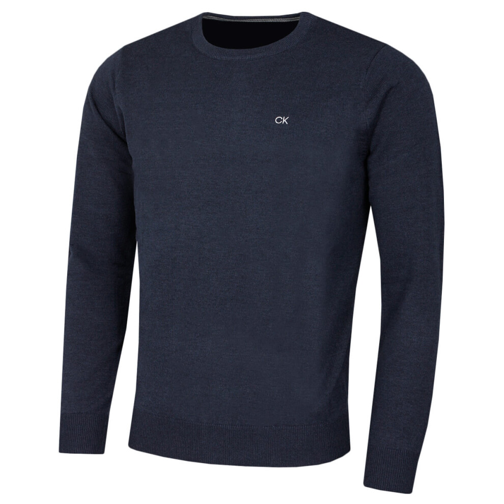 (2XL, Navy Marl) Calvin Klein Mens 2021 Crew Neck Soft Cotton Breathable Sweater