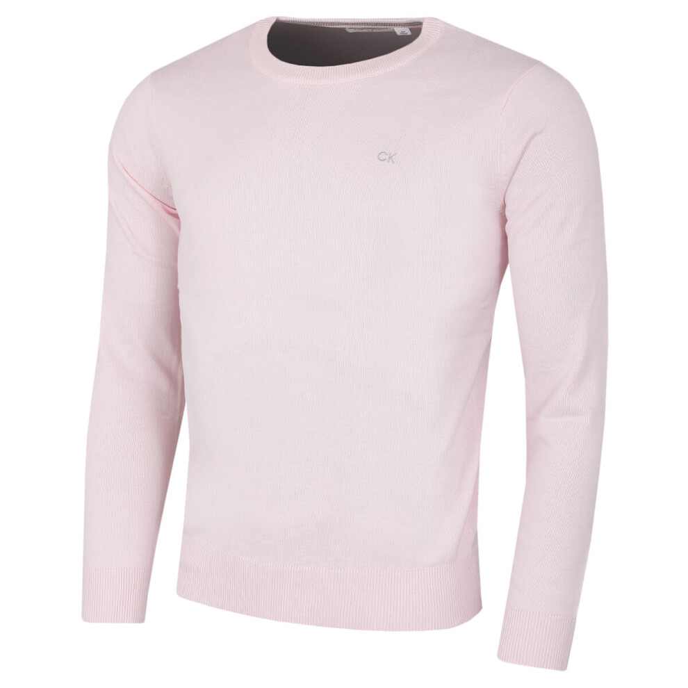 (3XL, Pink) Calvin Klein Mens 2022 Crew Neck Cotton Breathable Golf Sweater