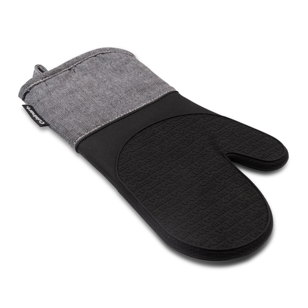 Cuisinart Oven Mitt in Herringbone Charcoal - Non Slip Silicone - 33 x 19 cm