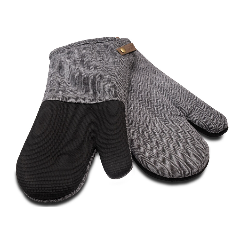 Cuisinart Neoprene Oven Mitt in Herringbone Charcoal with Long Cuffs - Pack of 2