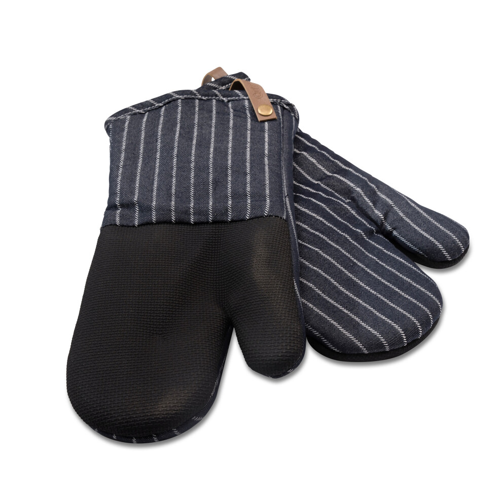 Cuisinart Neoprene Oven Mitt in Denim Pin Stripe with Long Cuffs - Pack of 2