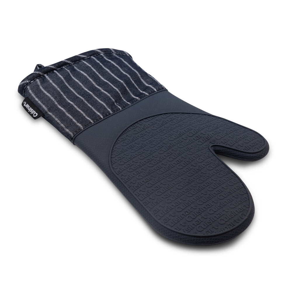Cuisinart Oven Mitt in Denim Pin Stripe - Non Slip Durable Silicone - 33 x 19 cm