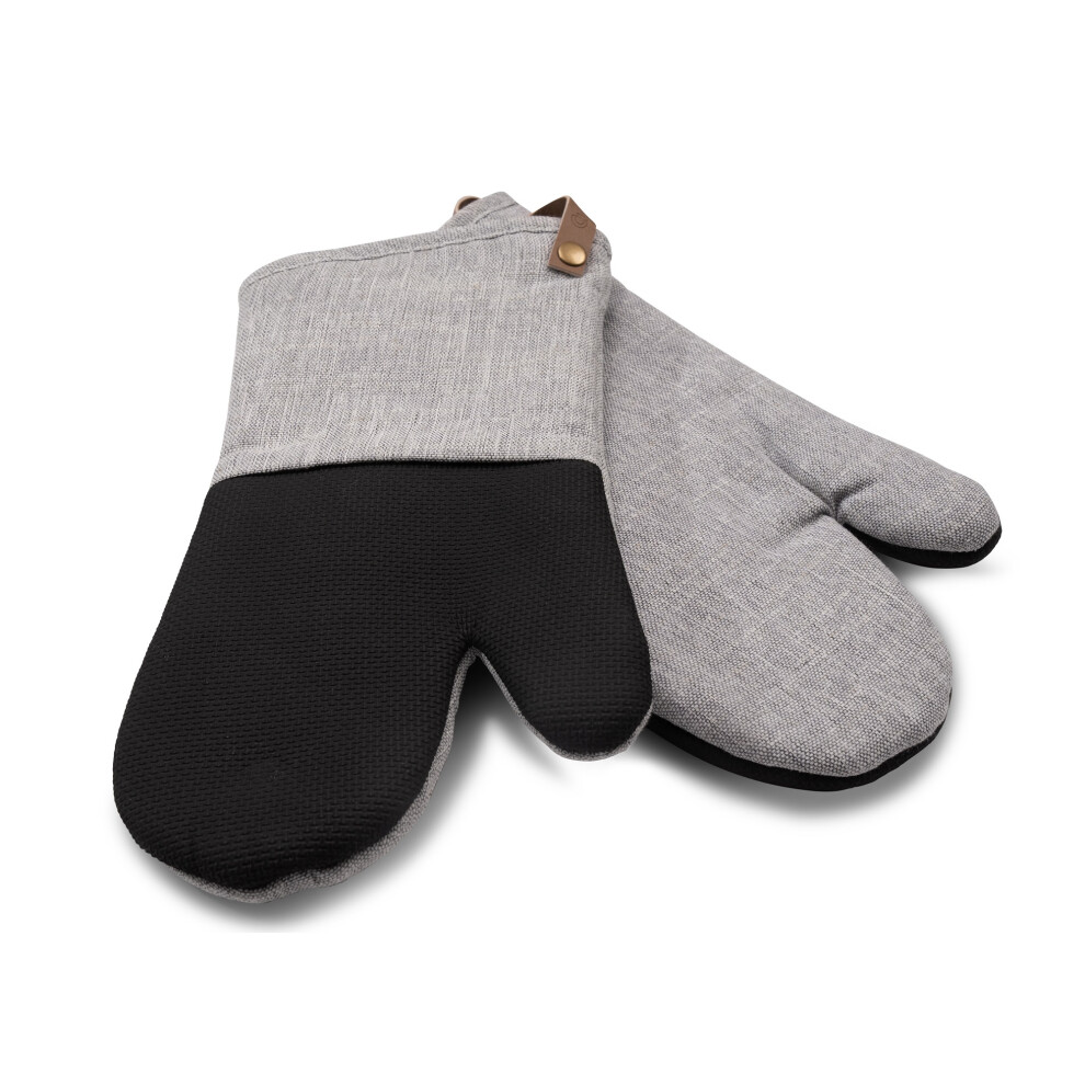 Cuisinart Neoprene Oven Mitt in Grey with Leather Hanging Loops - Pack of 2