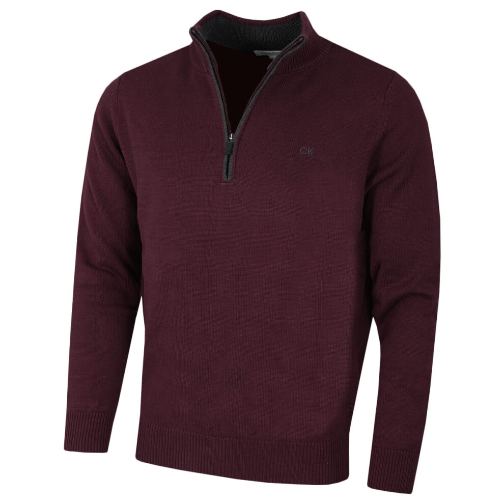 (3XL, French Burgundy) Calvin Klein Mens 2021 Knit Cotton 1/2 Zip Golf CK Top Sweater