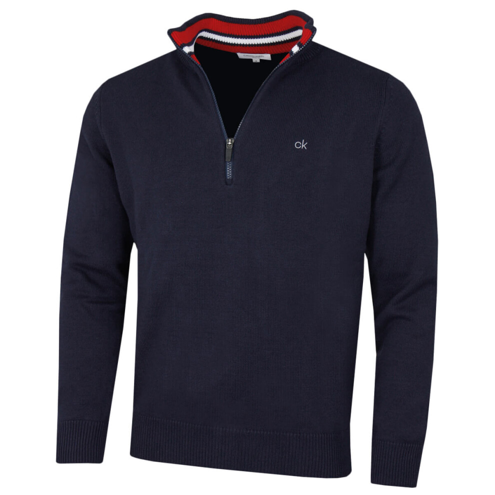 (M, Navy Sport) Calvin Klein Mens 2021 Knit Cotton 1/2 Zip Golf CK Top Sweater