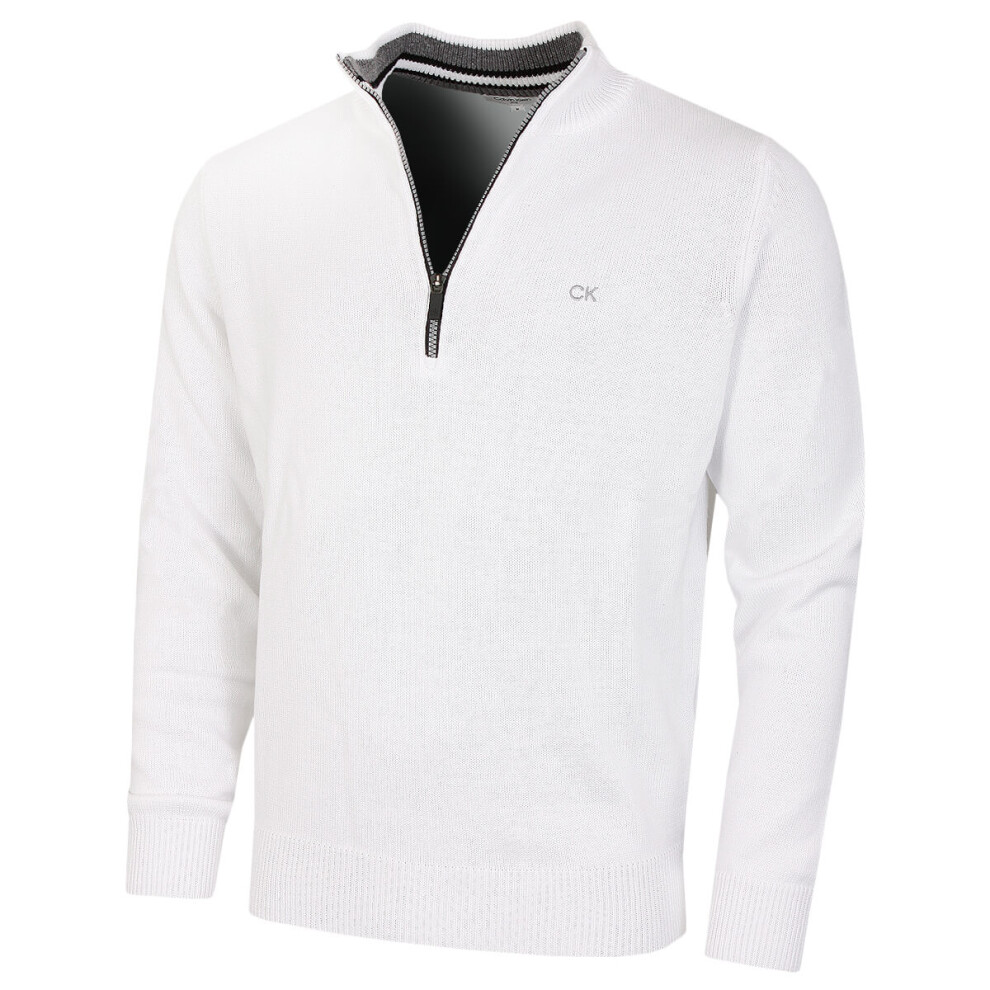 (M, White Sport) Calvin Klein Mens 2023 Knit Cotton 1/2 Zip Golf CK Top Sweater