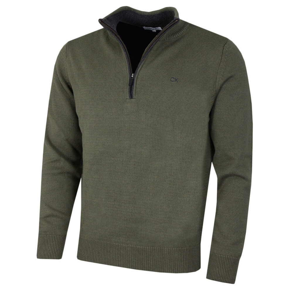 (3XL, Khaki) Calvin Klein Mens 2021 Knit Cotton 1/2 Zip Golf CK Top Sweater-image-OPC-P87G7P5-NEW
