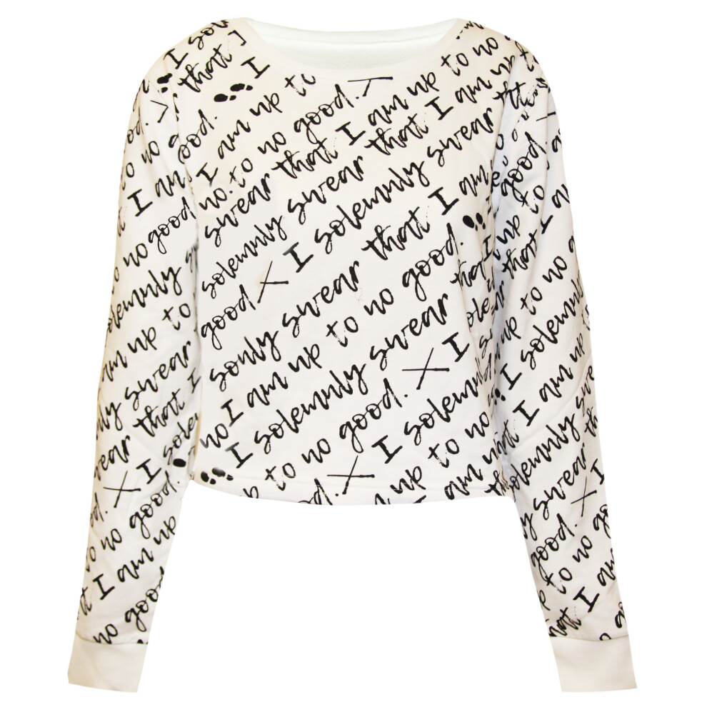 (M, White/Black) Harry Potter Womens/Ladies I Do Solemnly Swear Cropped Jumper