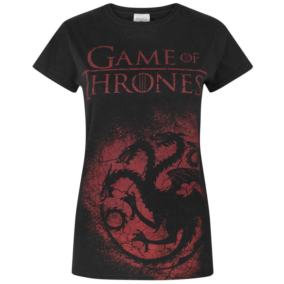 (2XL, Black/Red) Game of Thrones Womens/Ladies House Targaryen T-Shirt