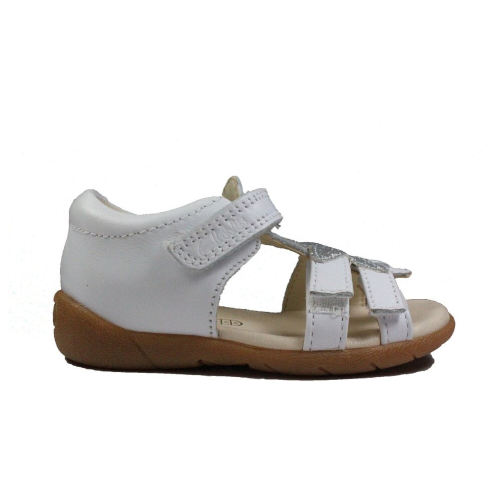 Zora Summer Toddler White Leather Girls Rip Tape Sandals