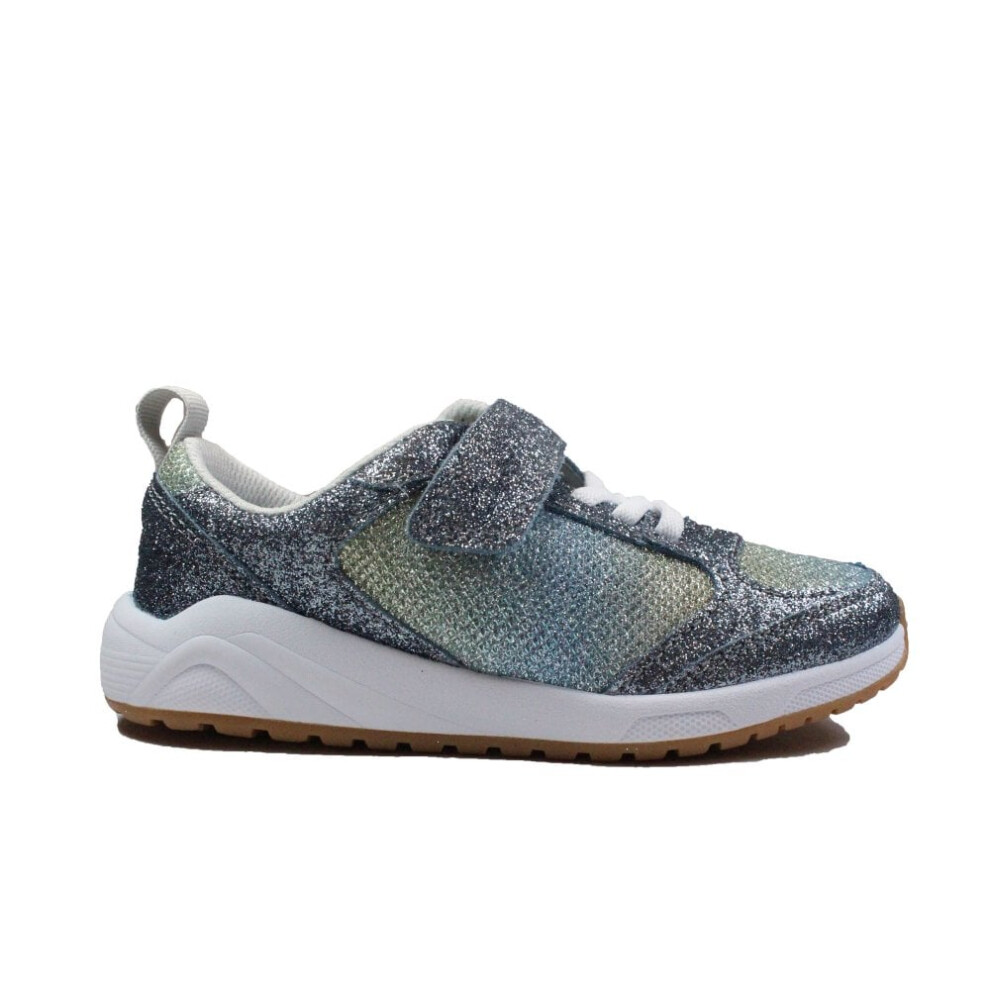 (12.5 (Children's)) Aeon Sparkle Kids Pewter Leather/Glitter Childrens Casual Trainers