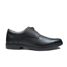 (3.5 (Children's)) Scala Edge Youth Black Leather Boys Lace Up School Shoes
