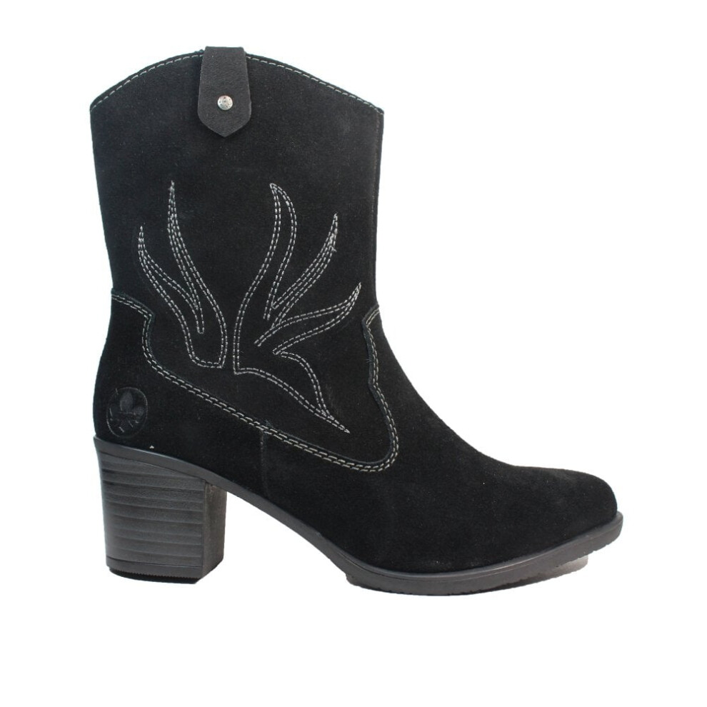 (6 (Adults')) Y2057-00 | Black/Black | Womens Cowboy Style Mid Calf Boots