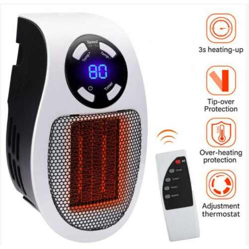 500W Mini Plug-in Wall Heater With Digital Timer 1
