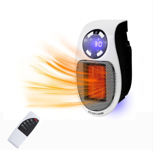 500W Mini Plug-in Wall Heater With Digital Timer