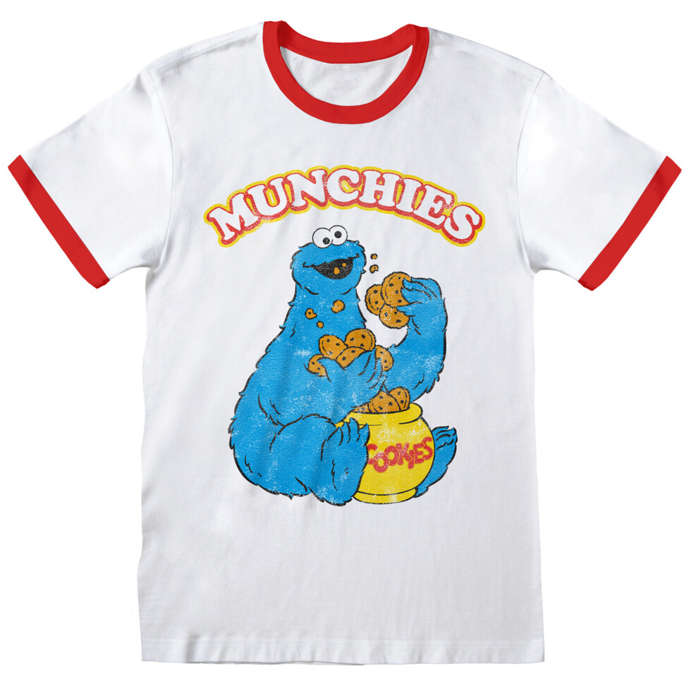 (M, White) Sesame Street Unisex Adult Munchies T-Shirt