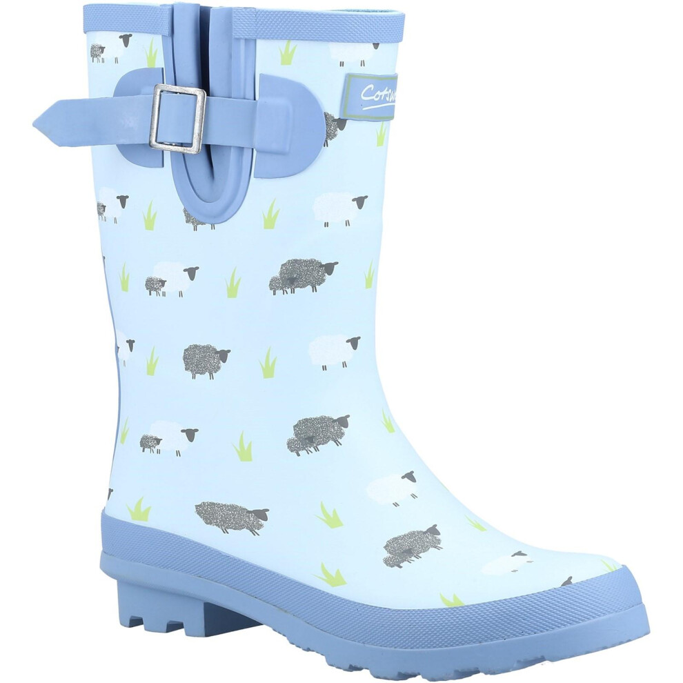 (6 UK, Blue) Cotswold Womens/Ladies Farmyard Sheep Mid Calf Wellington Boots