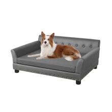 P-XD1271-L Luxury Microfiber Silicone Leather Dog Sofa Bed - Large 96x72x40 cm, 80 kg Capacity, Anti-Scratch & Easy-Clean, Backrest