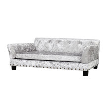 Luxury Pet Sofa Couch Soft Velvet Cover Wooden Frame Elevated Bed